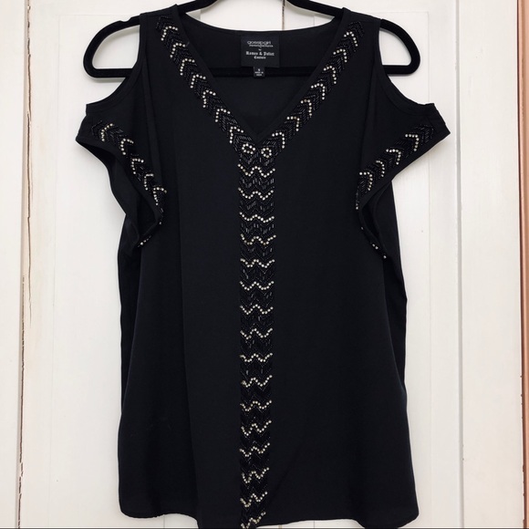 Romeo & Juliet Couture Tops - ROMEO & JULIET Black Embellished Top